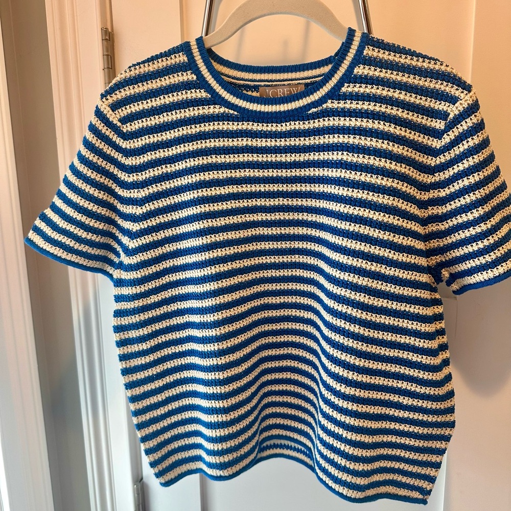 J. Crew Cobalt Blue and White Striped Sweater Size M Women’s